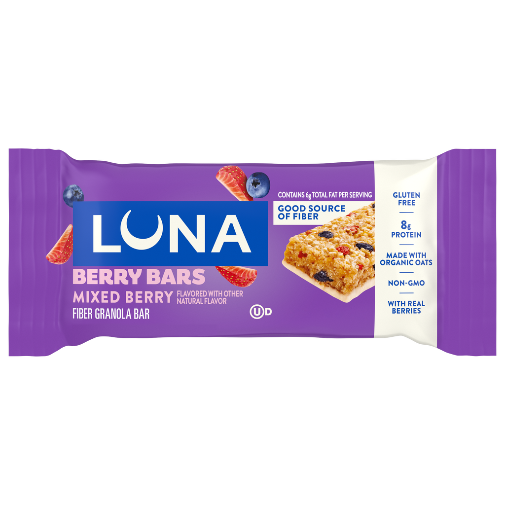 LUNA Berry Bars Mixed Berry Flavor Gluten Free Snack Bars, Non-GMO Protein Bars
