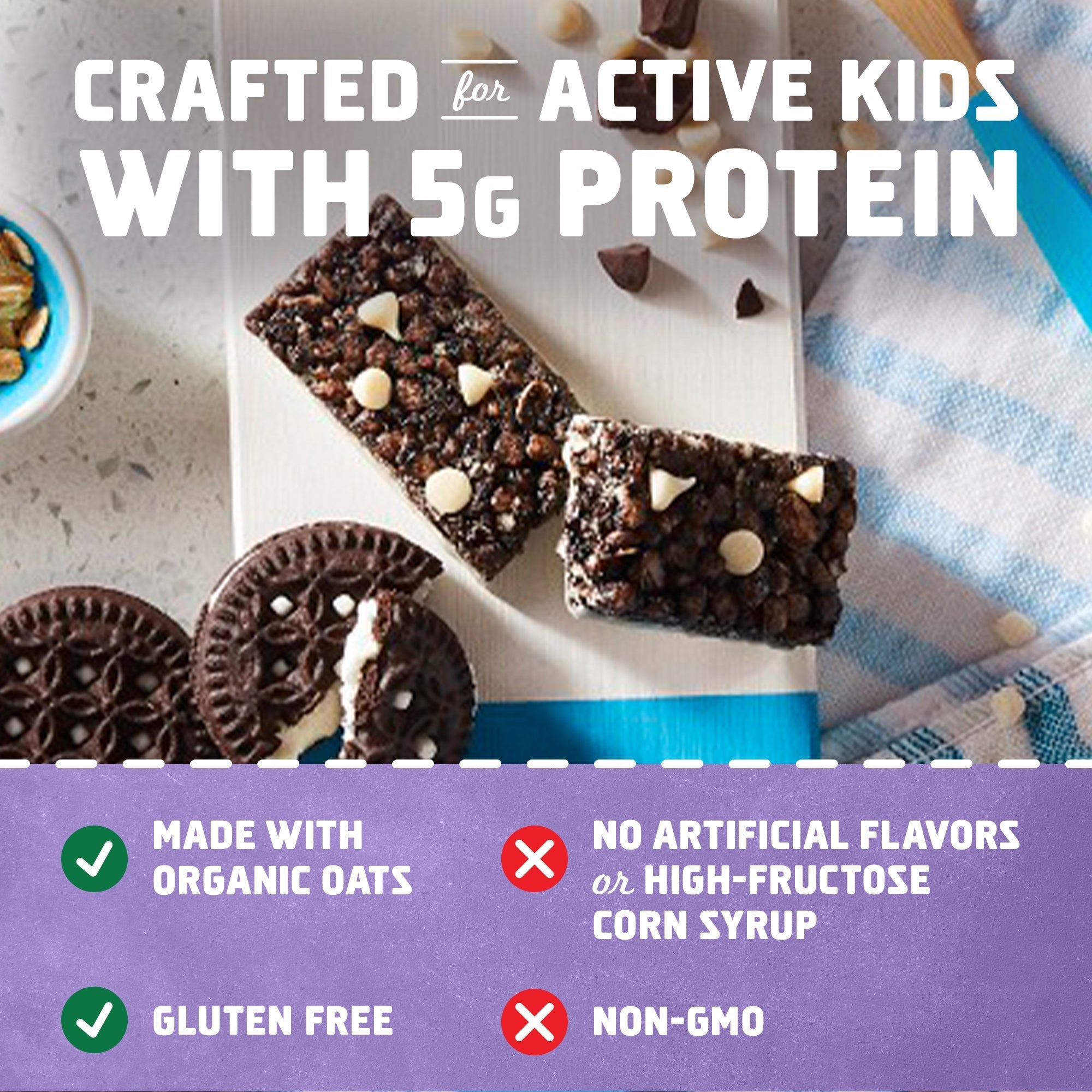 Zbar Protein Cookies 'N Creme Crispy Snack Bars, Gluten Free Protein Bars