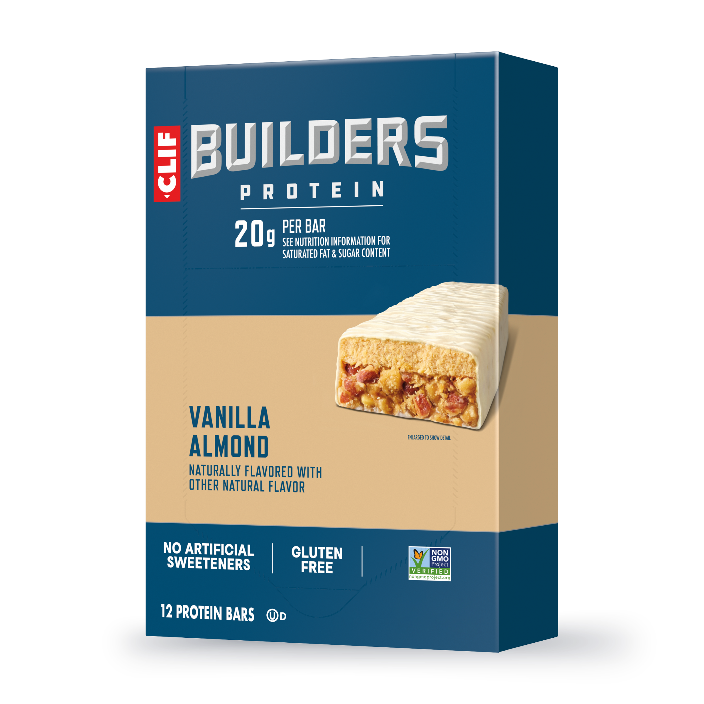 CLIF BUILDERS Vanilla Almond Flavor Plant Based Protein Bars