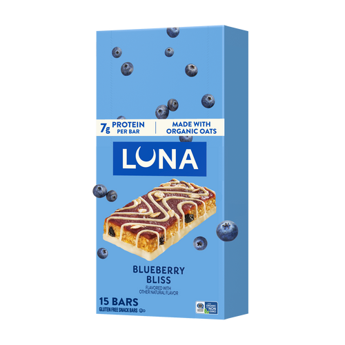 LUNA Bar Blueberry Bliss Flavor Gluten Free Snack Bars, Non-GMO Protein Bars