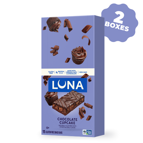LUNA Bar Chocolate Cupcake Flavor Gluten Free Snack Bars, 30 Bars