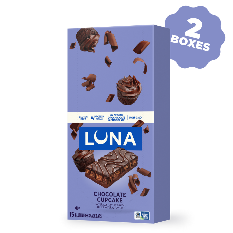 LUNA Bar Chocolate Cupcake Flavor Gluten Free Snack Bars, 30 Bars