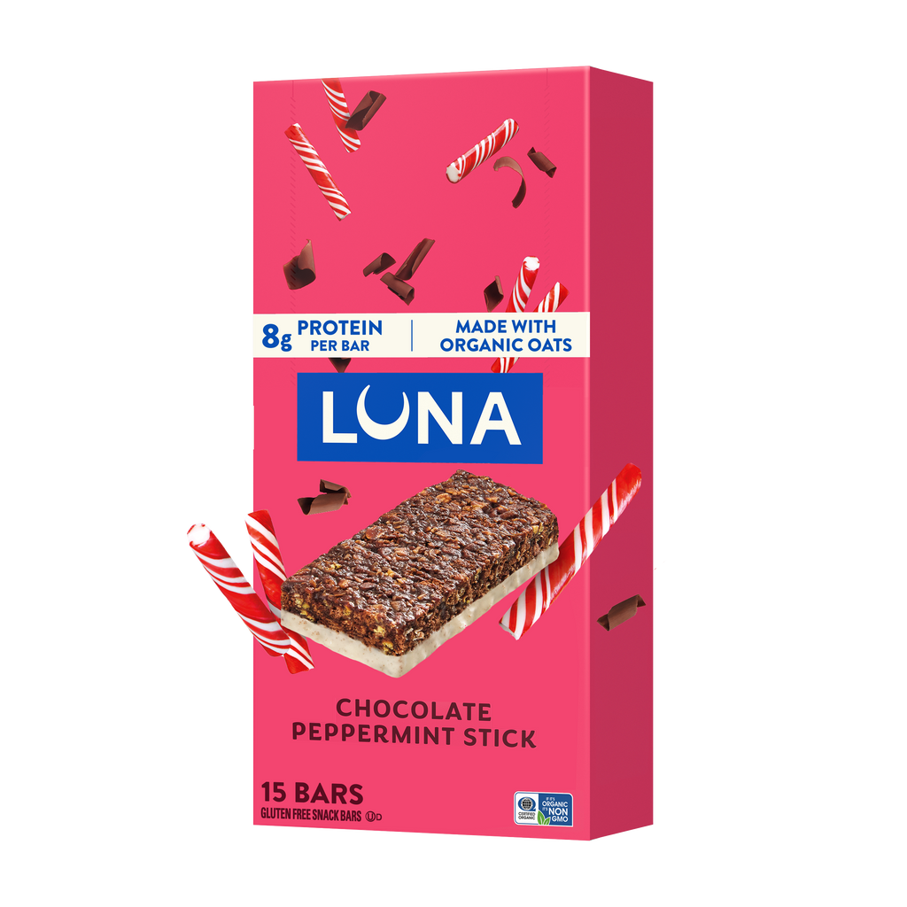 LUNA Bar Chocolate Peppermint Stick Flavor Gluten Free Snack Bars, Non-GMO Protein Bars