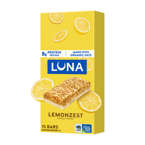 LUNA Bar LemonZest Flavor Gluten Free Snack Bars, Non-GMO Protein Bars