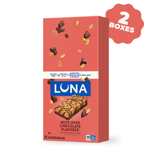 LUNA Bar Nutz Over Chocolate Flavor Gluten Free Snack Bars, 30 Bars