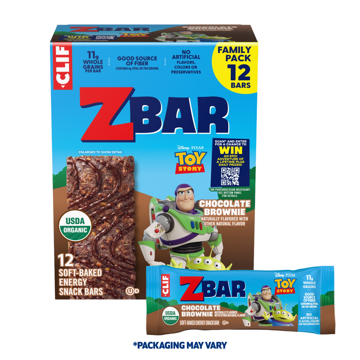 Zbar Chocolate Brownie Soft-Baked Energy Snack Bars, Organic Granola Bars