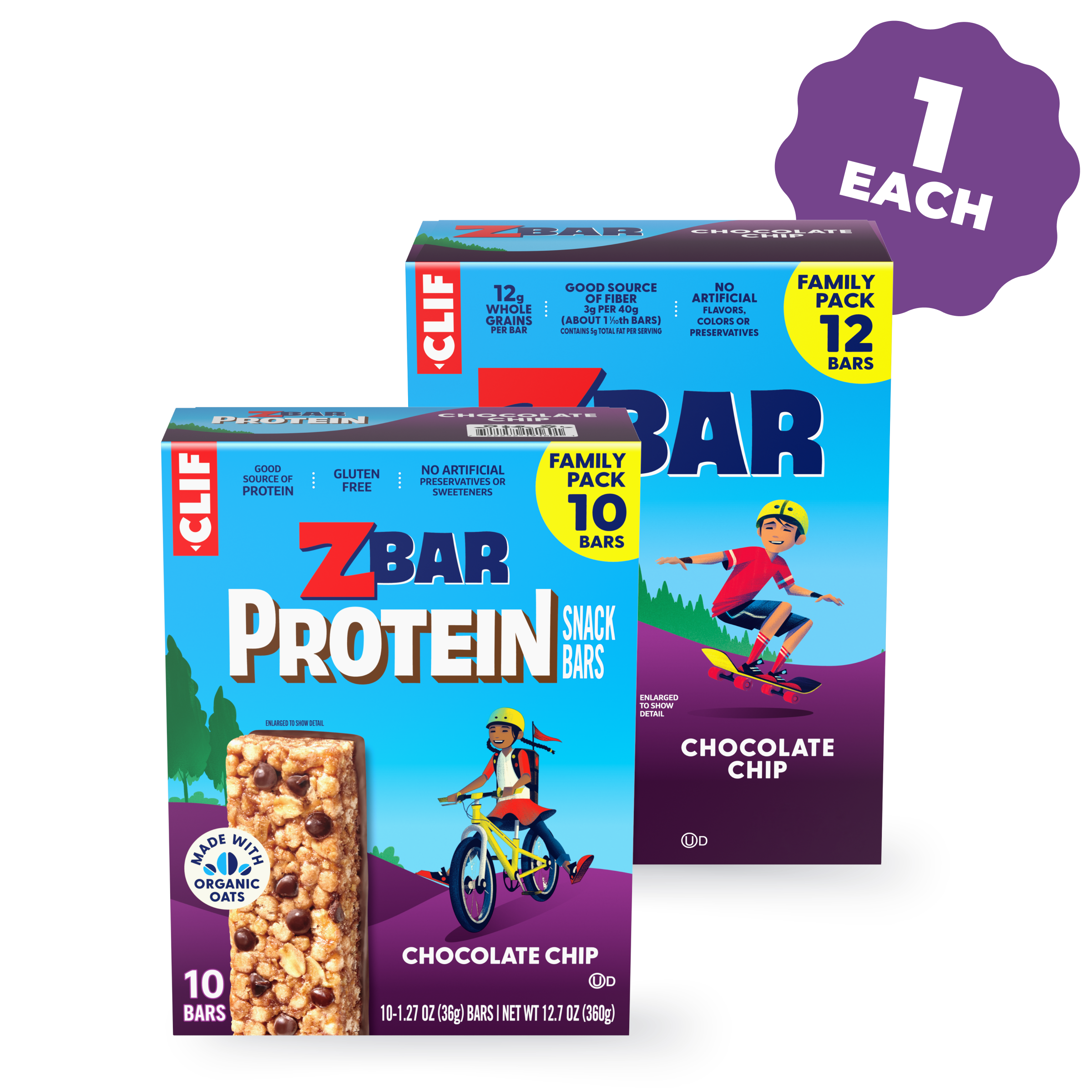Zbar Chocolate Chip & Zbar Protein Chocolate Chip Variety Pack, 22 Bars