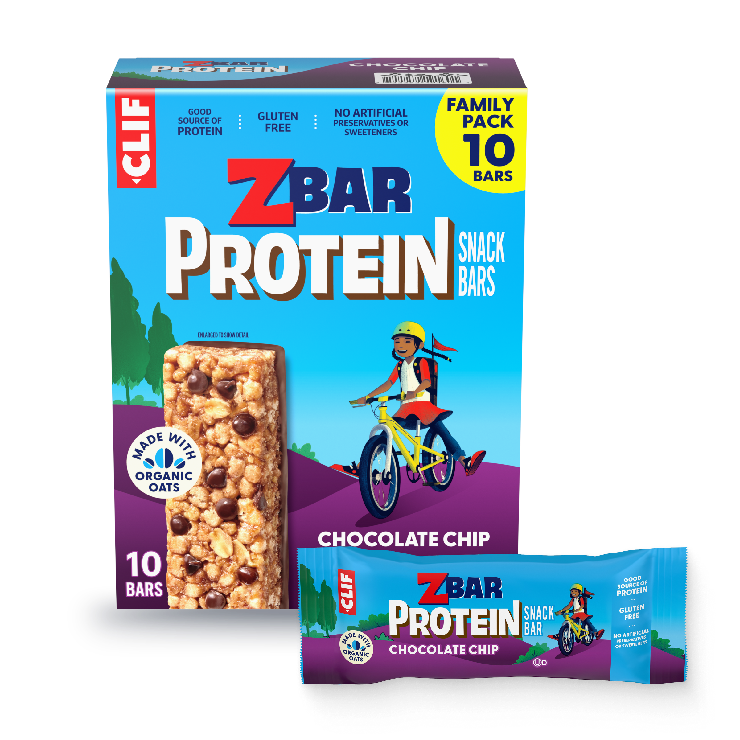 Zbar Protein Chocolate Chip Crispy Snack Bars, Gluten Free Protein Bars