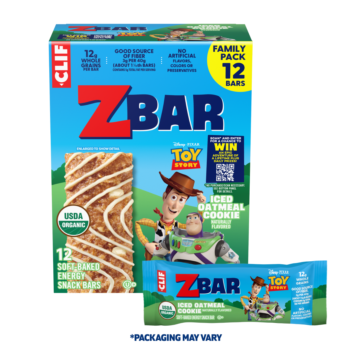 Zbar Iced Oatmeal Cookie Soft-Baked Energy Snack Bars, Organic Granola Bars